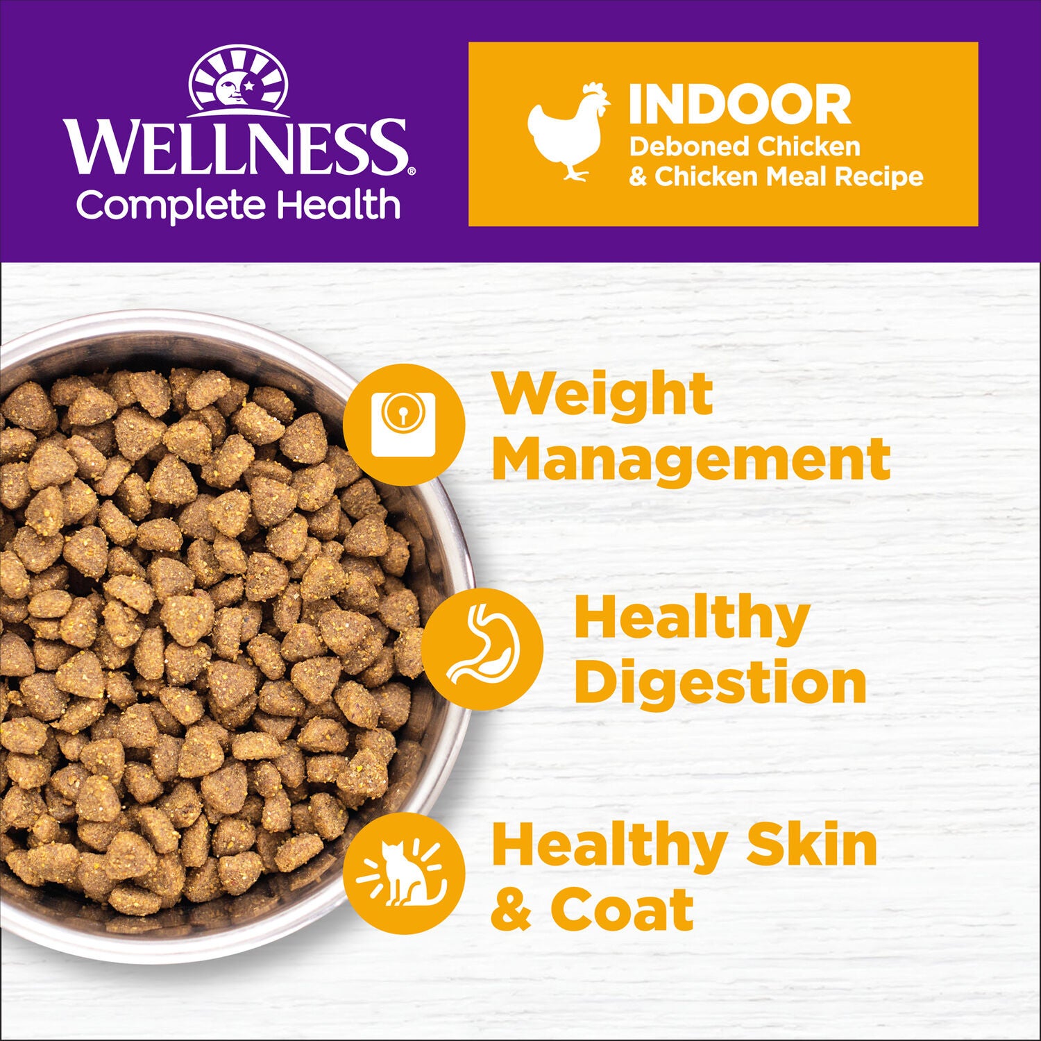 Wellness Complete Health Adult Dry Cat Food For Indoor Cats, Grain-Free, Natural, Chicken & Chicken Meal, 5.5-Pound Bag