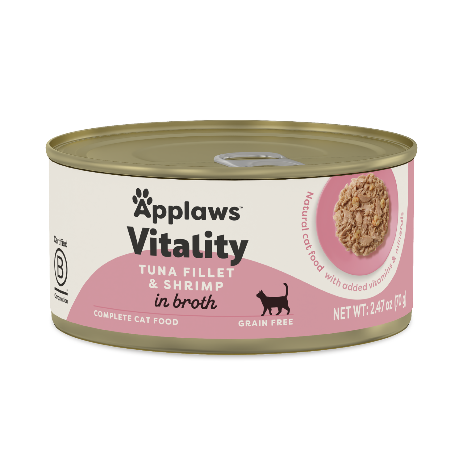 Applaws&trade; Vitality Natural Wet Cat Food With Added Vitamins & Minerals, Tuna Fillet & Shrimp In Broth, 2.47-Oz