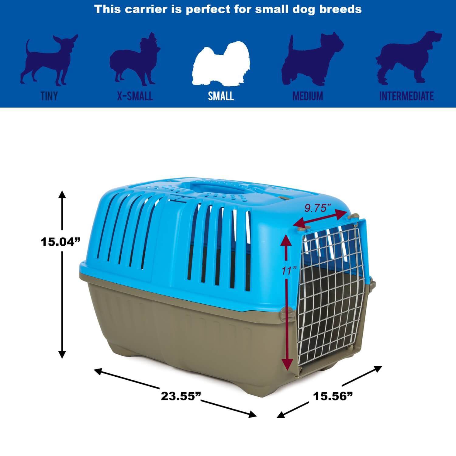 Midwest Spree Blue Plastic Hard-Sided Pet Carrier, 24In | Pet