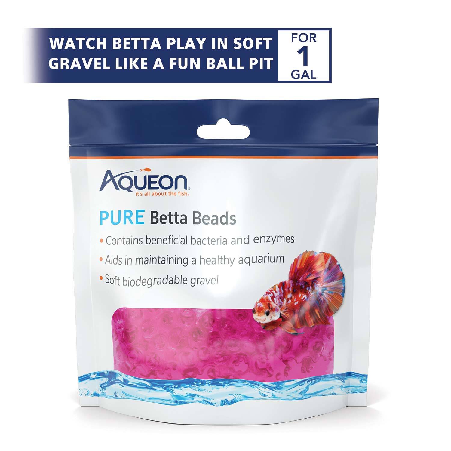 Aqueon Betta Beads Pink, One Pouch