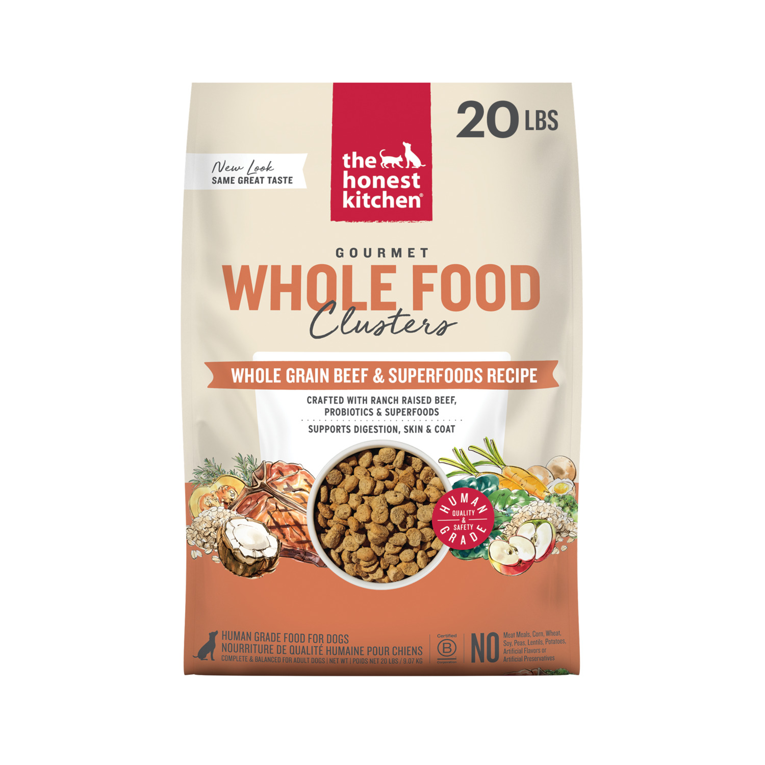 The Honest Kitchen Gourmet Whole Food Clusters Whole Grain Beef & Superfoods Recipe Dry Dog Food