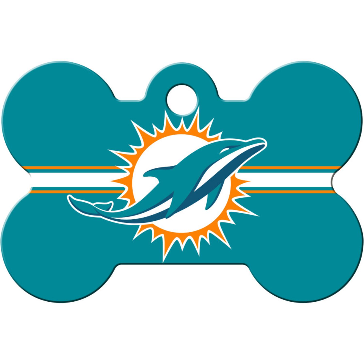 Id-Spot Quick Tag Engravable  Dog Tag, Miami Dophins Bone