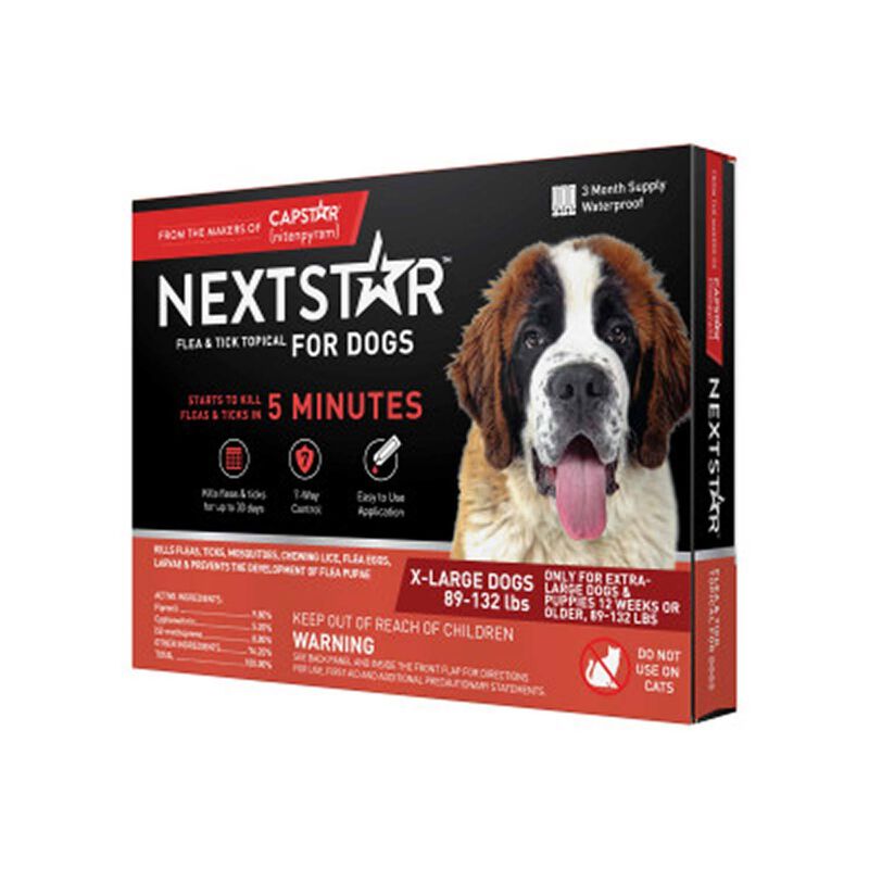 Nextstar Waterproof Topical Flea & Tick Preventative Treatment For Dogs 89 132 Lbs, 3 Doses