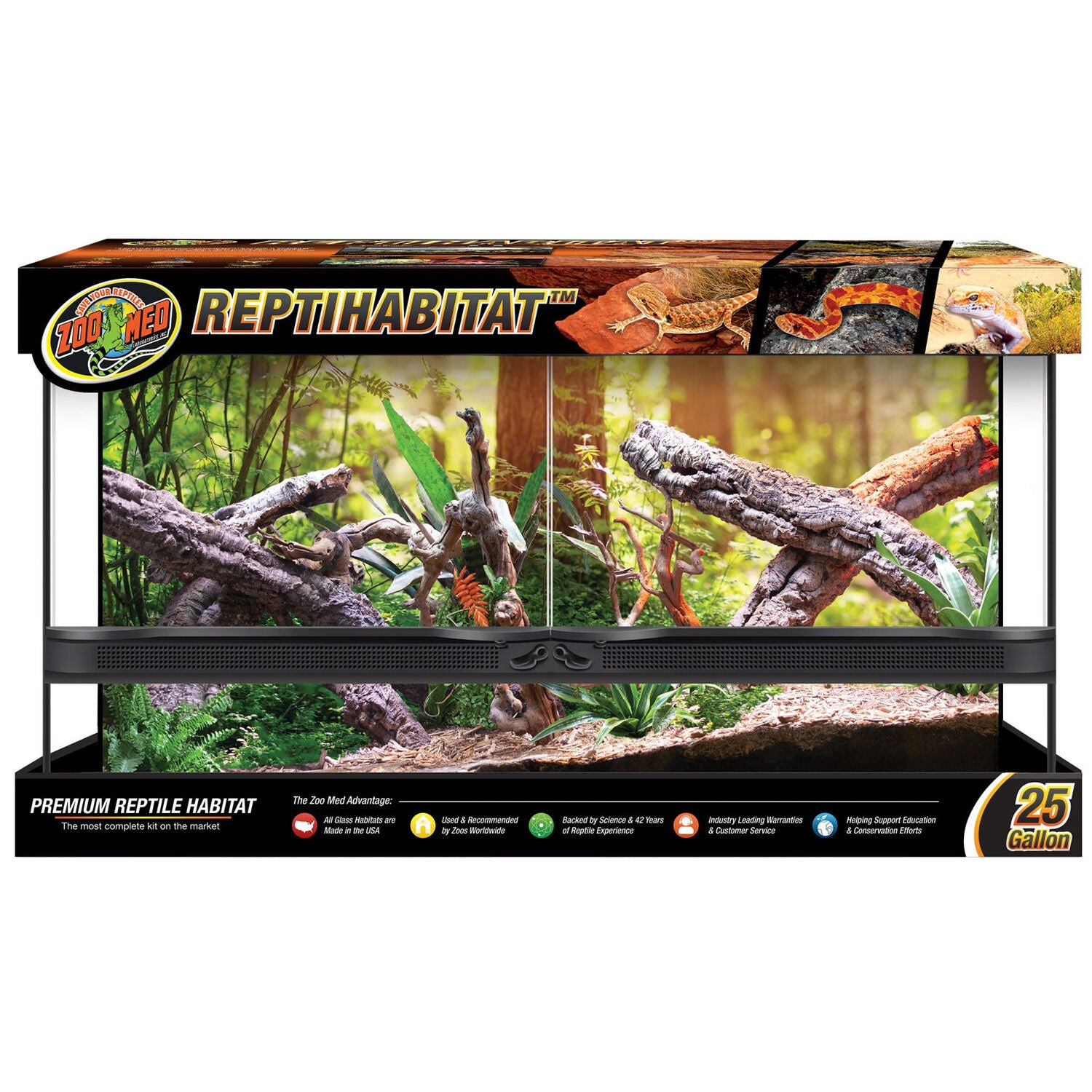 Zoo Med Front Opening Terrarium Reptile Enclosure 25gal Pet