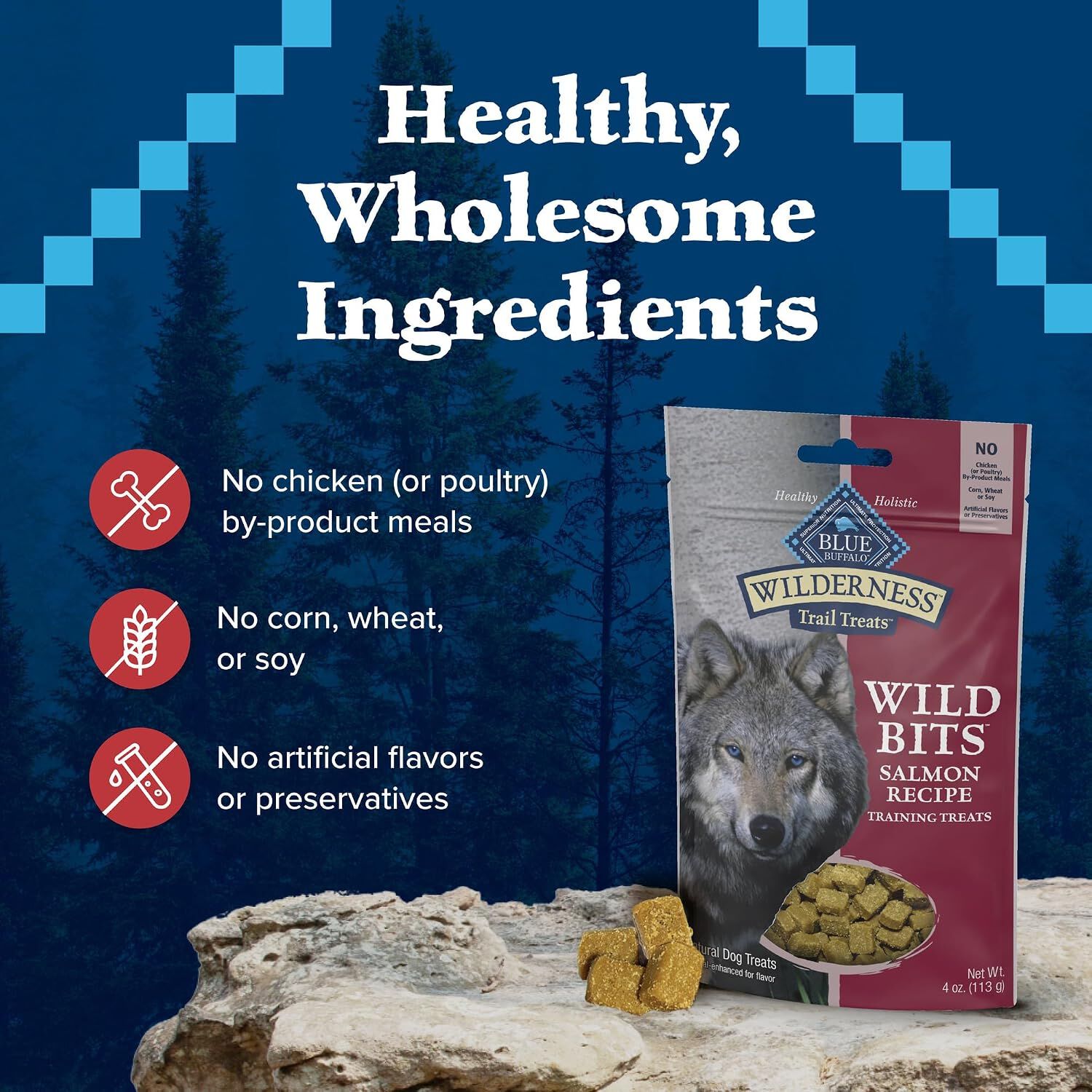 Blue Buffalo Wilderness Trail Treats Grain-Free Dog Treats, Wild Salmon Recipe, 4-Oz Bag