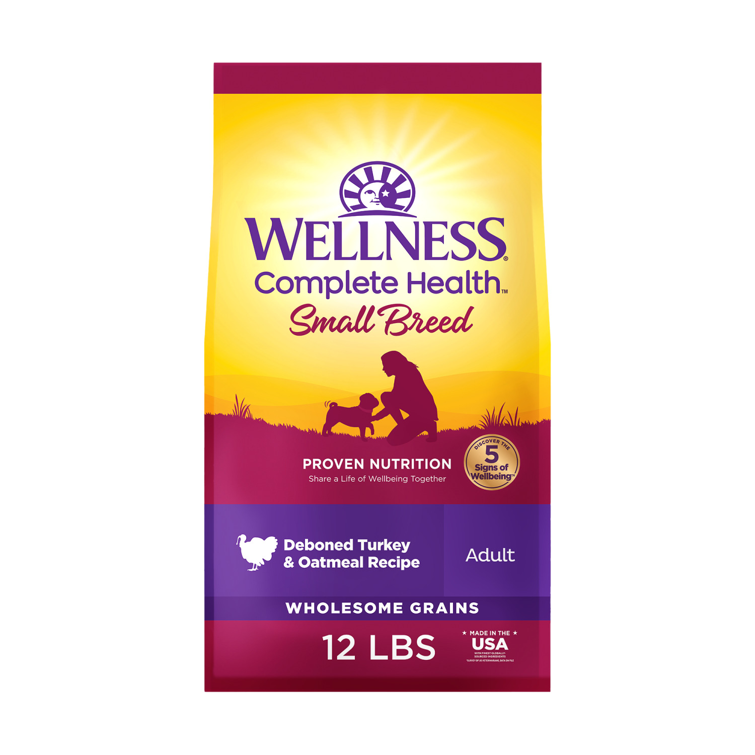 Wellness Complete Health Dry Dog Food, Small Breed, Wholesome Grains, Natural, Turkey & Oatmeal Recipe