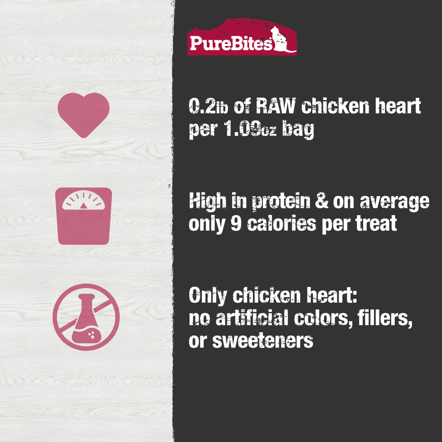 Purebites Freeze-Dried Cat Treats, Chicken Hearts, 1.09-Oz
