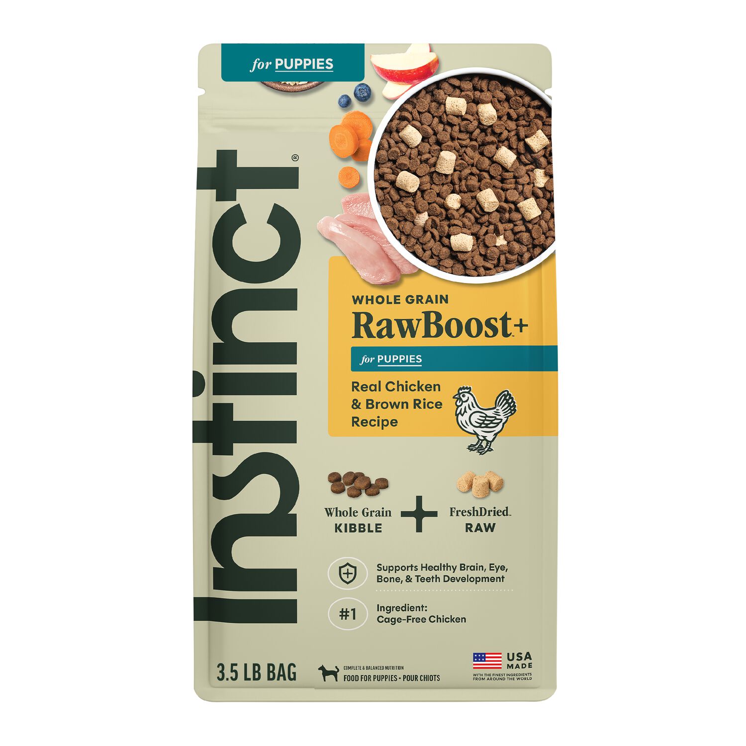Instinct Raw Boost Puppy Dry Dog Food, Whole Grain Chicken & Brown Rice Reciep, 20-Lb Bag