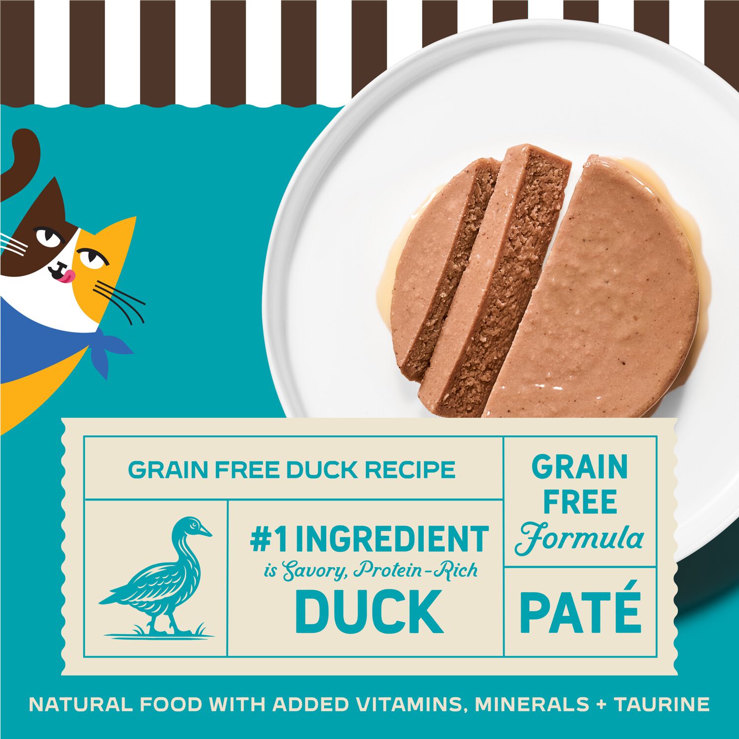 Merrick Purrfect Bistro Grain Free Premium Soft Canned Pate Adult Wet Cat Food, High Protein Duck Recipe - 3-Oz. Can - Case Of 24