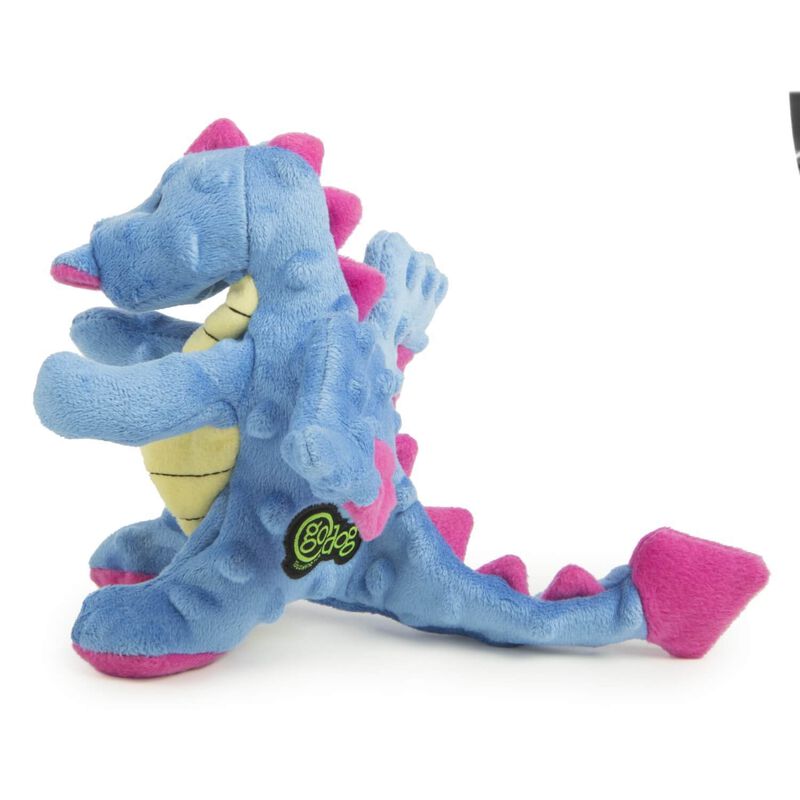 Go Dog Bubble Plush Dragon With Chew Guard Technology Squeaky Dog Toy, Periwinkle