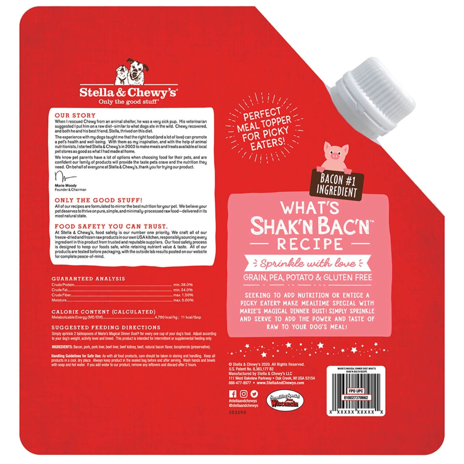 Stella & Chewy's Marie's Magical Dinner Dust What's Shak'n Bac'n Recipe Dog Food