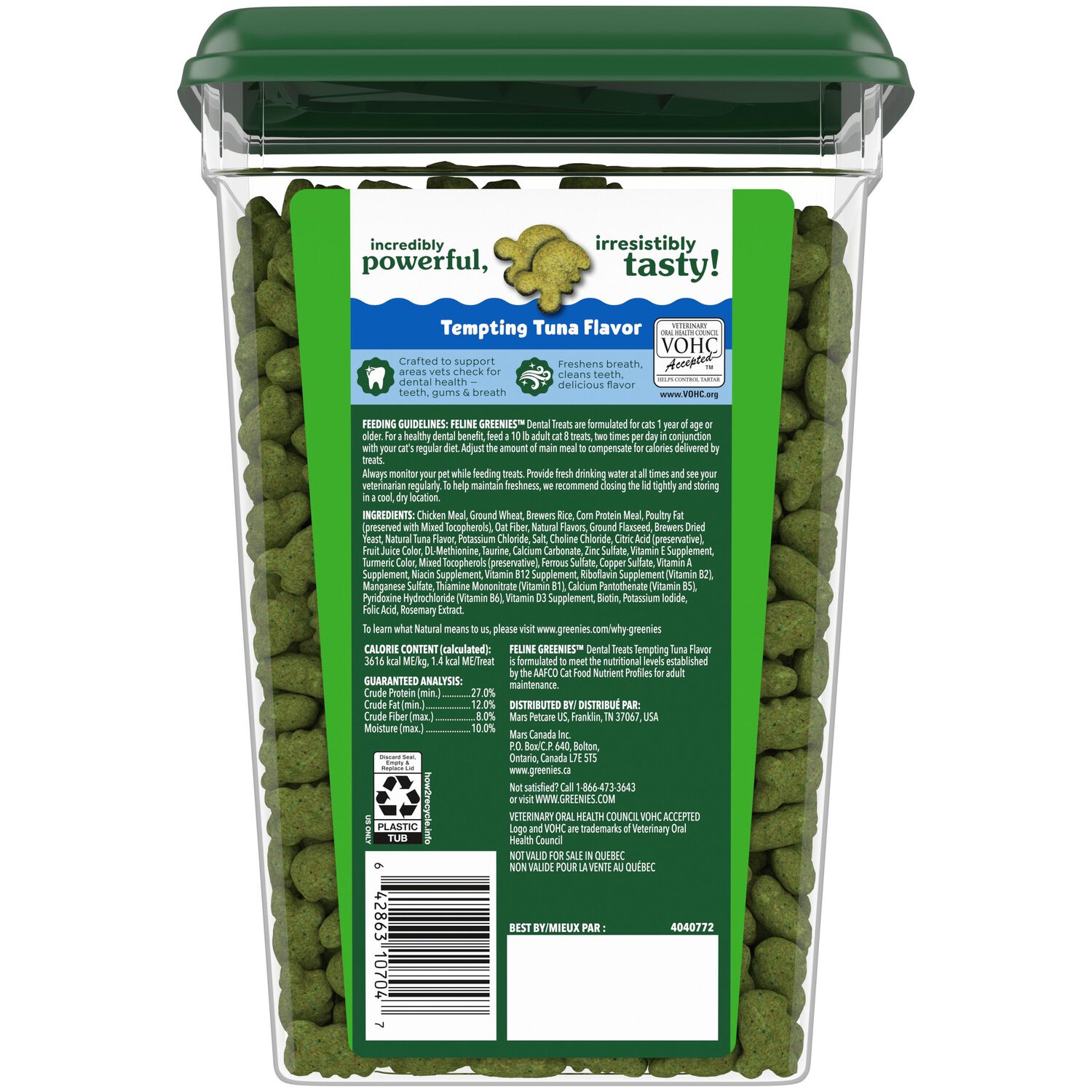 Greenies Feline Natural&nbsp;Tempting Tuna Flavor Dental Cat Treats, 21-Oz