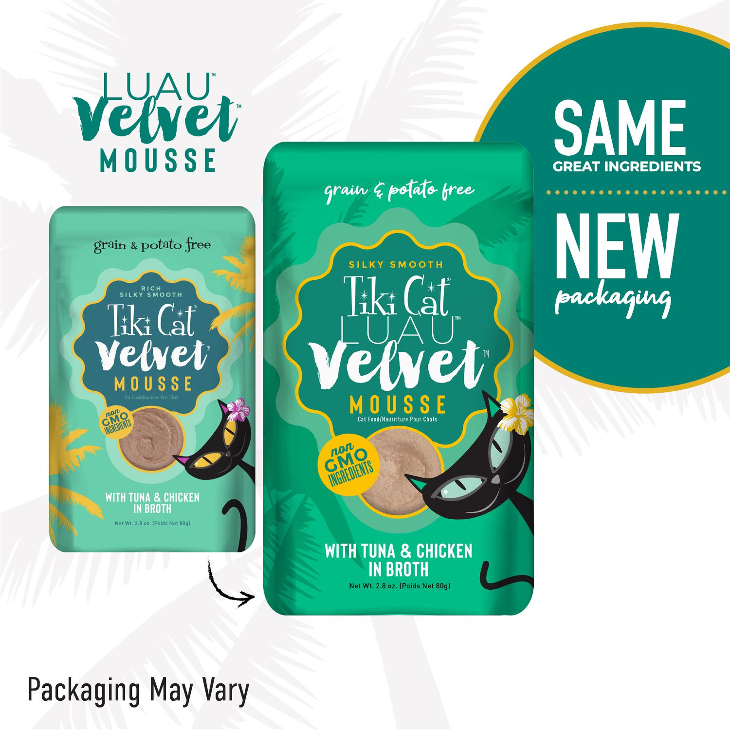 Tiki Cat Luau Velvet Mousse Wet Cat Food, Tuna & Chicken, 2.8-Oz Pouch 12-Count