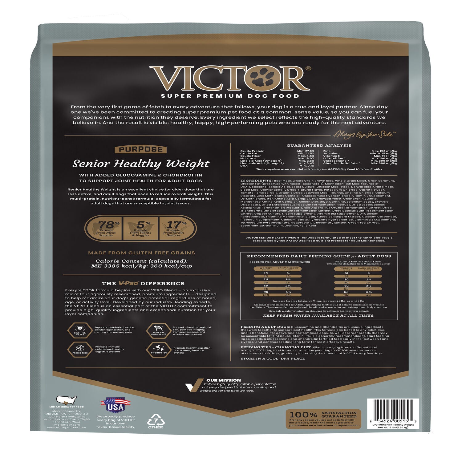 Victor Senior Healthy Weight Dog Food Pet Supermarket 15lb Pet