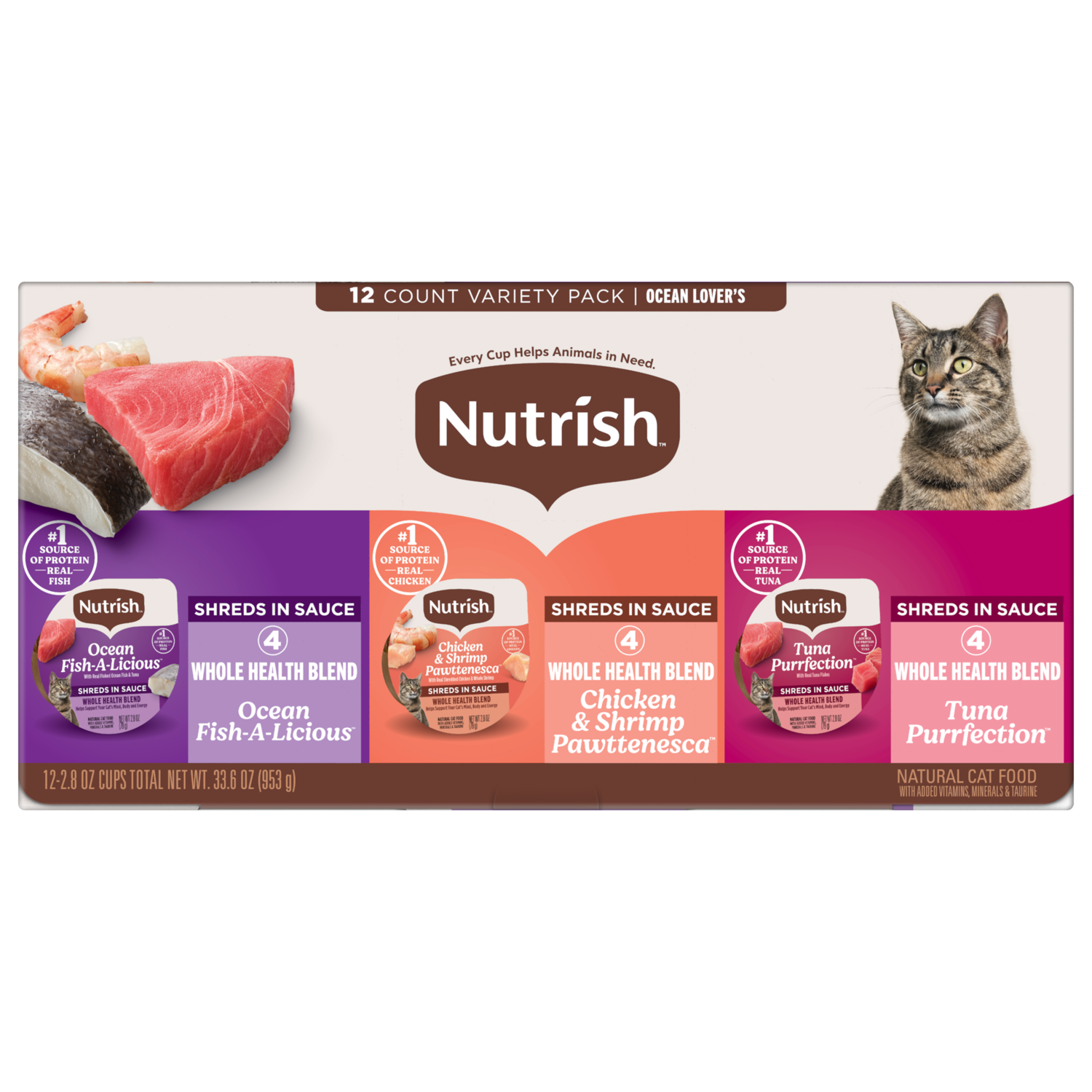 Rachael Ray&reg; Nutrish&trade;  Natual Grain-Free Wet Cat Food, Ocean Lover&rsquo;S Variety Pack,  2.8-Oz Pack Of 12
