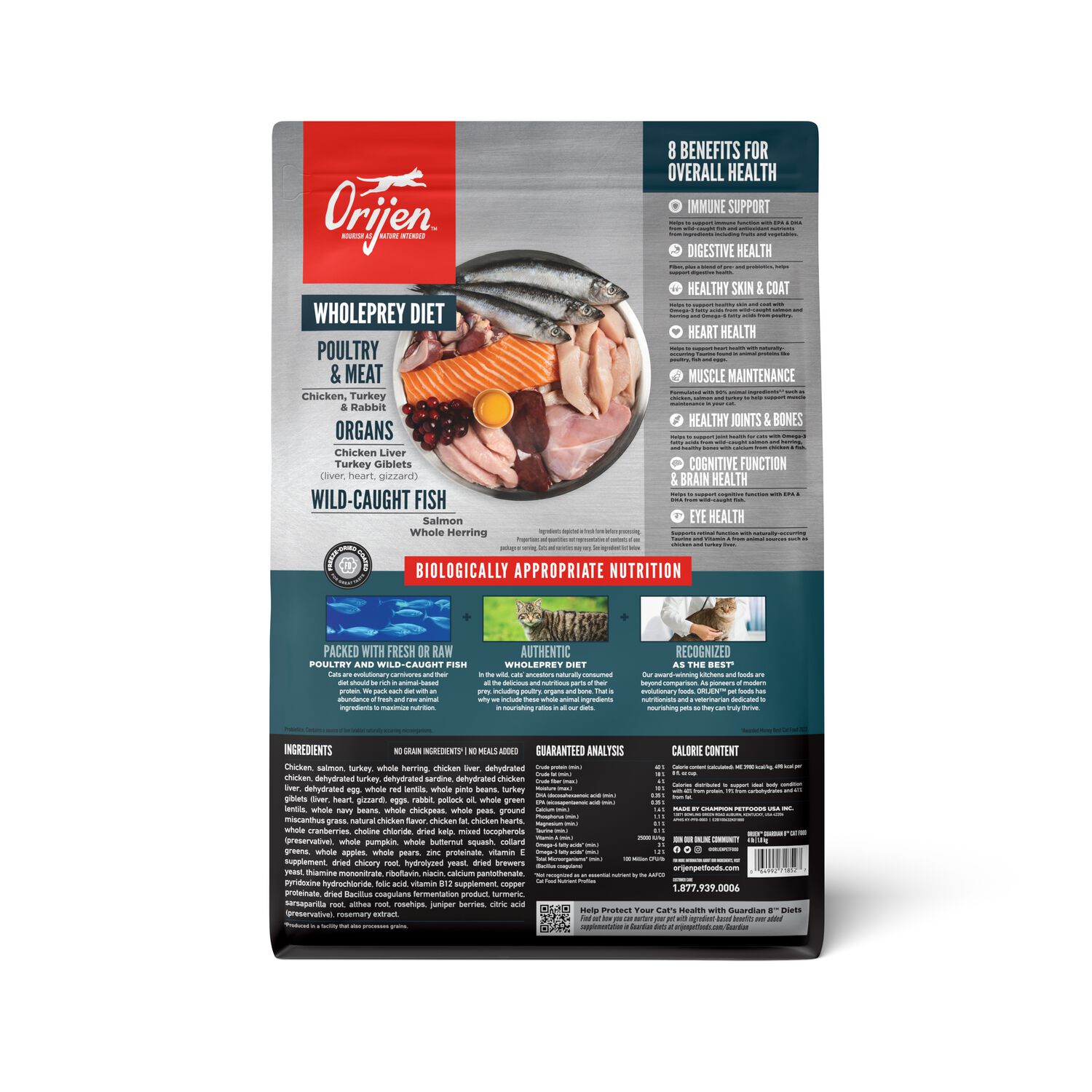 Orijen Guardian 8 Grain-Free High Protein Premium Dry Cat Food, 4-Lb Bag
