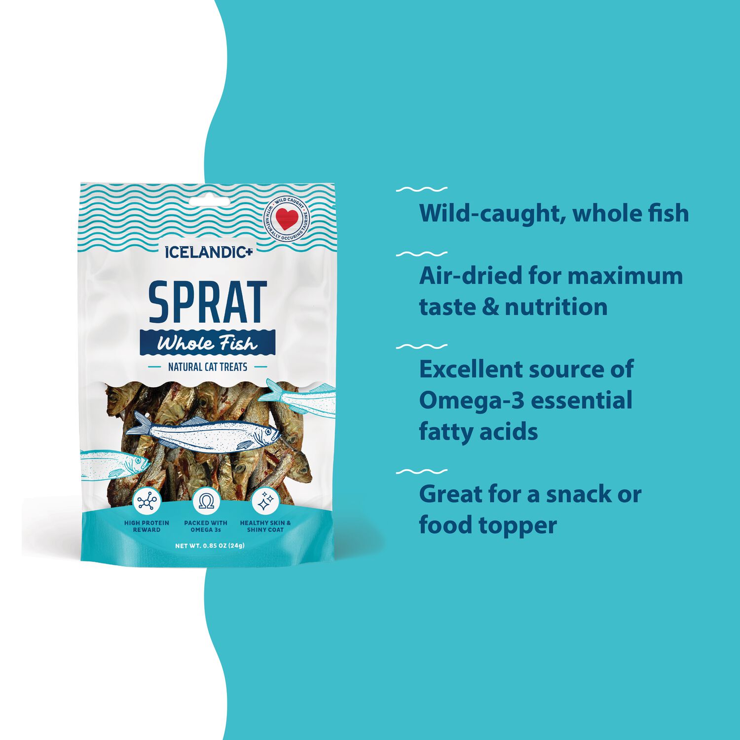 Icelandic+ Sprat Whole Fish Natural Cat Treats, 0.85-Oz