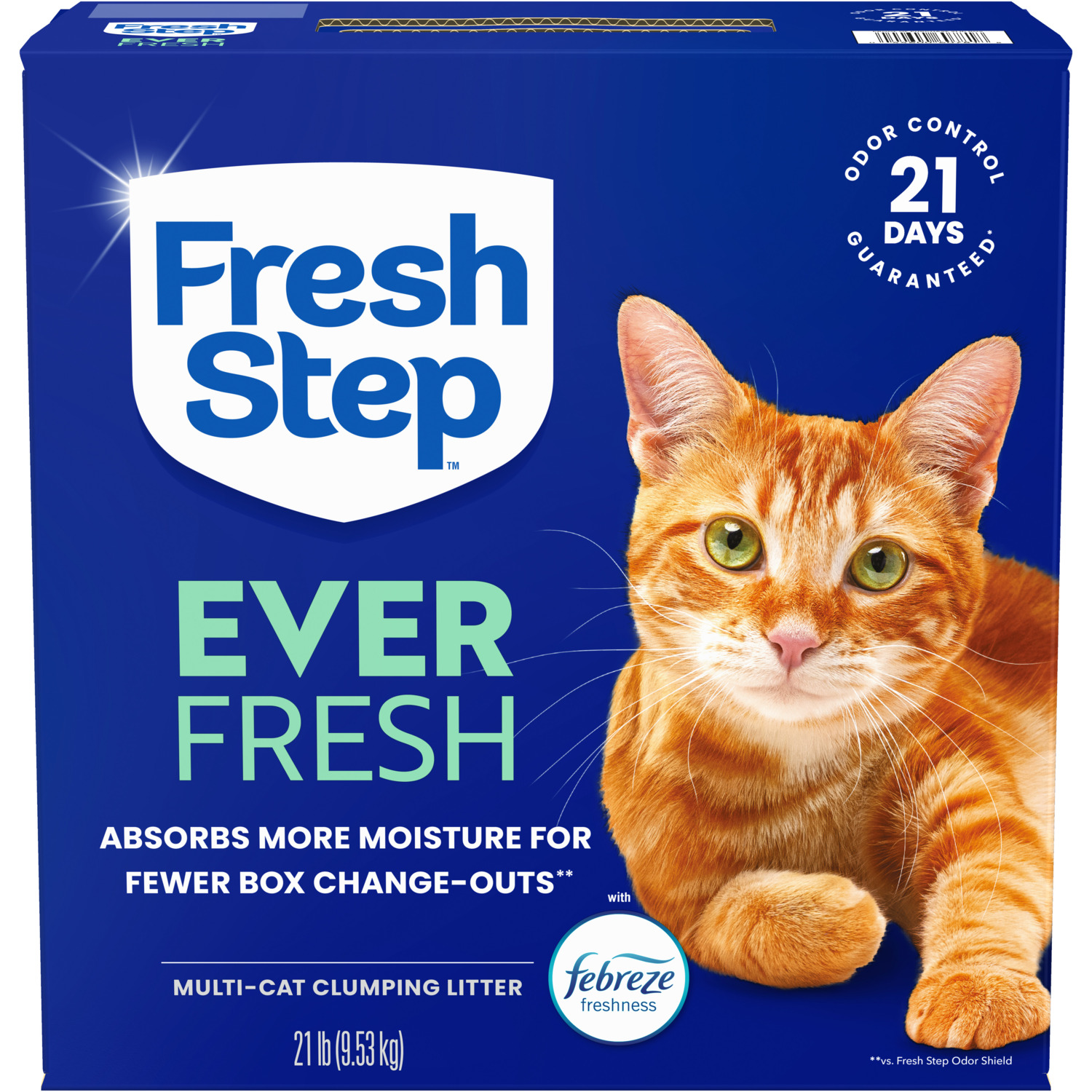 Fresh Step Ever Fresh Multi-Cat Clumping Clay Cat Litter, 21-Lb Box