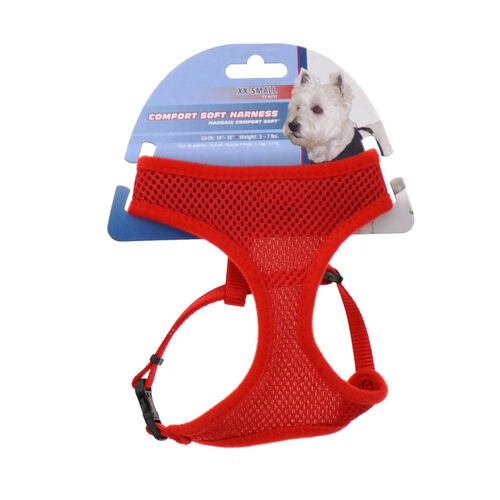 Comfort Soft Adjustable Dog Harness - Red