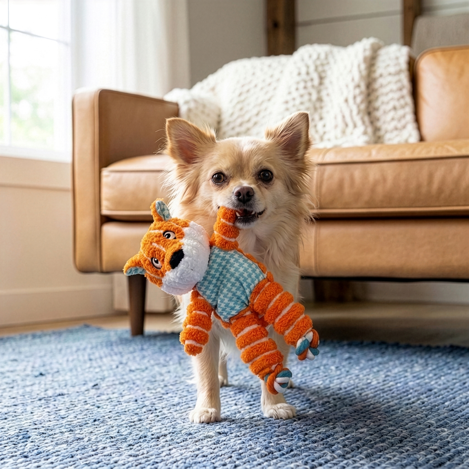 Kong Floppy Knots Fox Plush Rope & Tug Dog Toy, Extra Small, 4"