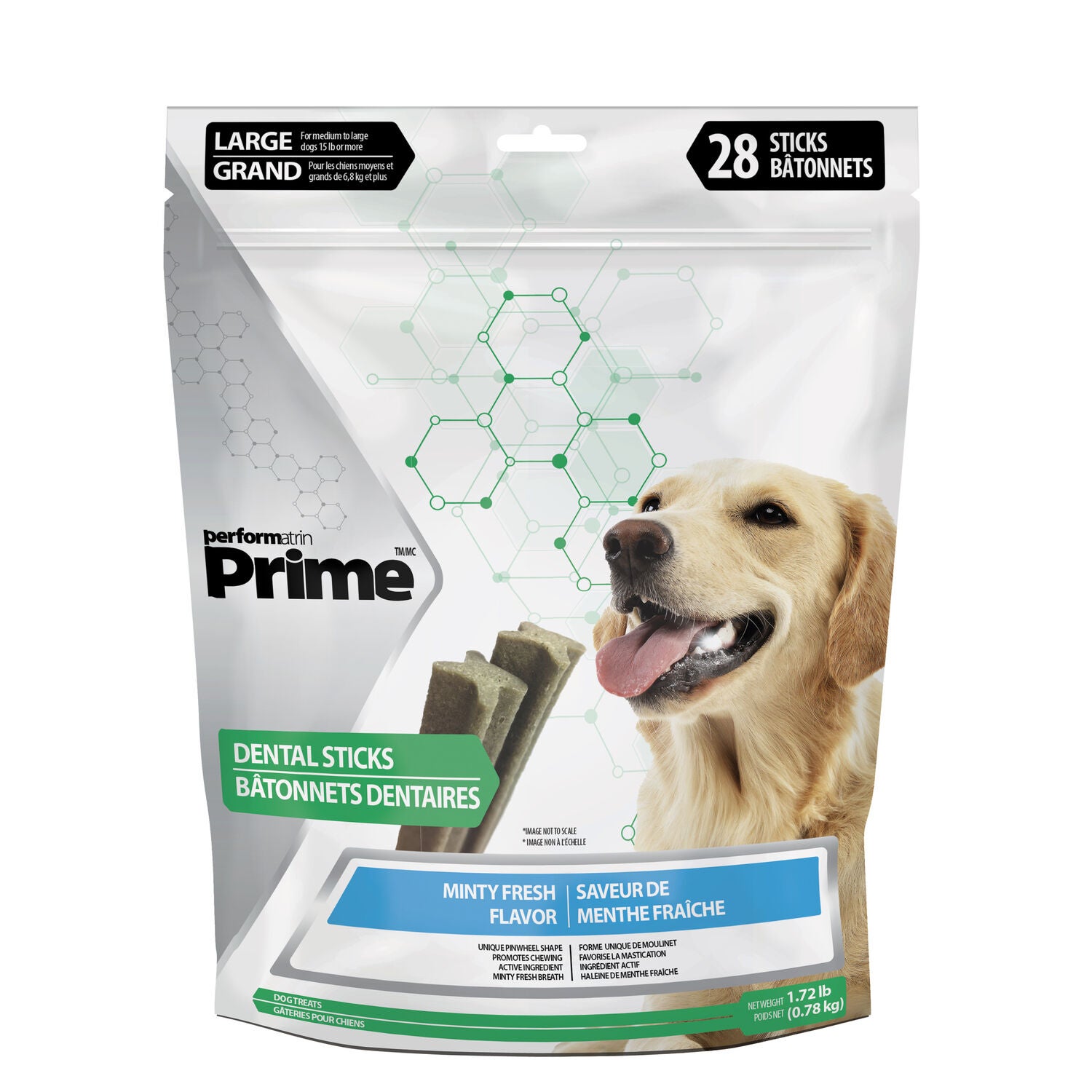 Performatrin Prime &nbsp;Dental Sticks Minty Fresh Flavor Large Dog Treats, 1.72Lbs/28 Count