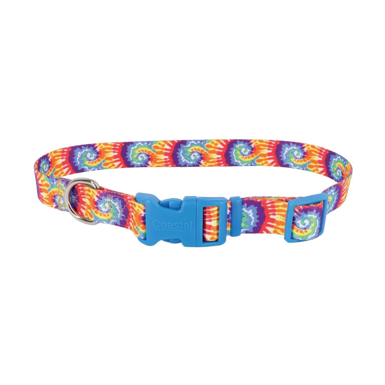 Coastal Pet Products Styles Adjustable Dog Collar - Bright Tie Dye, 1"X18"-26"