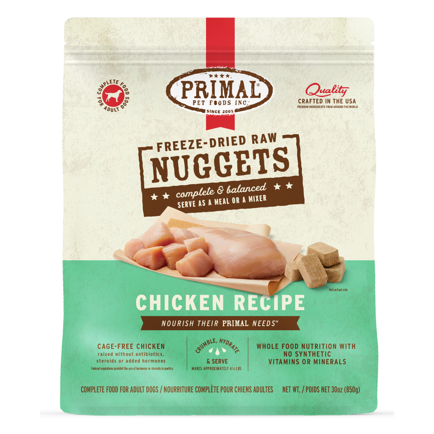 Primal Freeze-Dried Raw Nuggets Freeze-Dried Dog Food, Chicken Formula, 5.5-Oz Bag