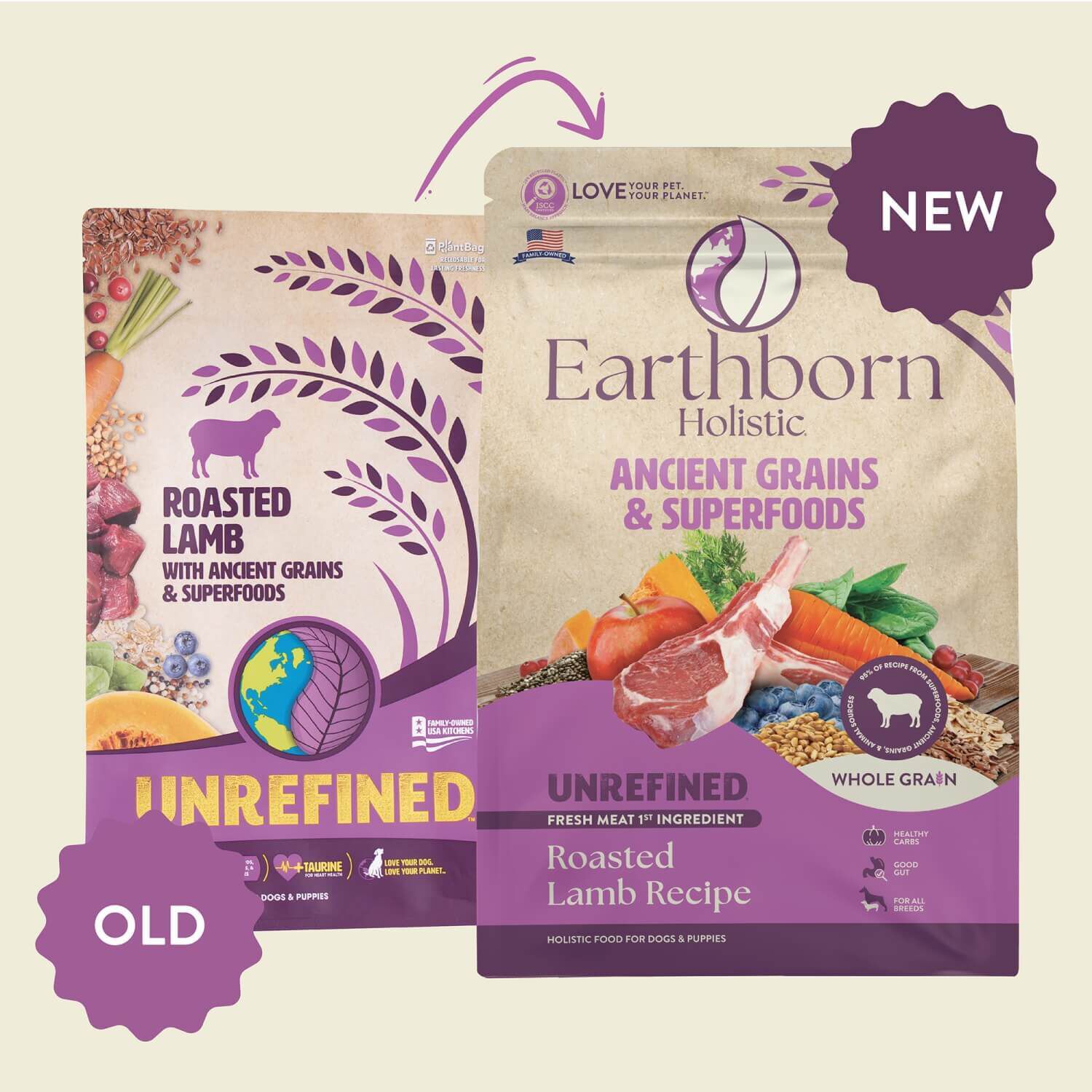 Earthborn Holistic Unrefined Roasted Lamb With Ancient Grains & Superfoods Dry Dog Food, 25-Lb Bag