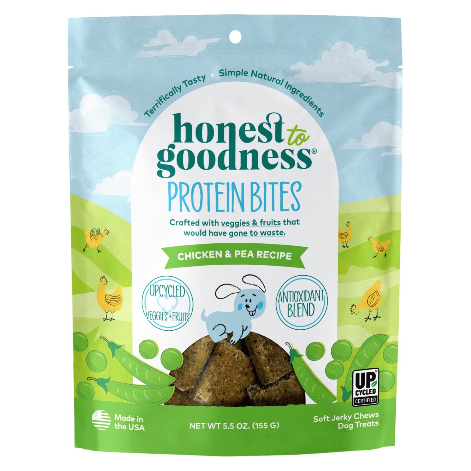 Honest To Goodness Chicken & Peas Upcycled Protein Bites Dog Treats, 5.5-Oz.