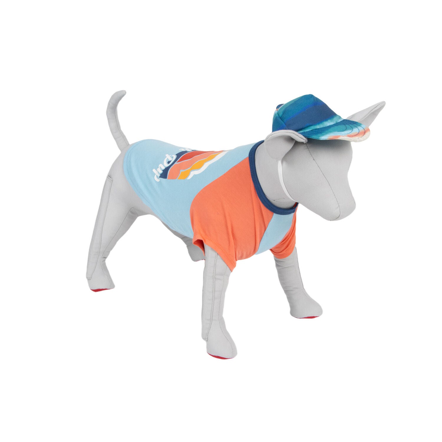 Bailey & Bella Blue Beach Pup Dog T-Shirt & Hat Set, Extra Large