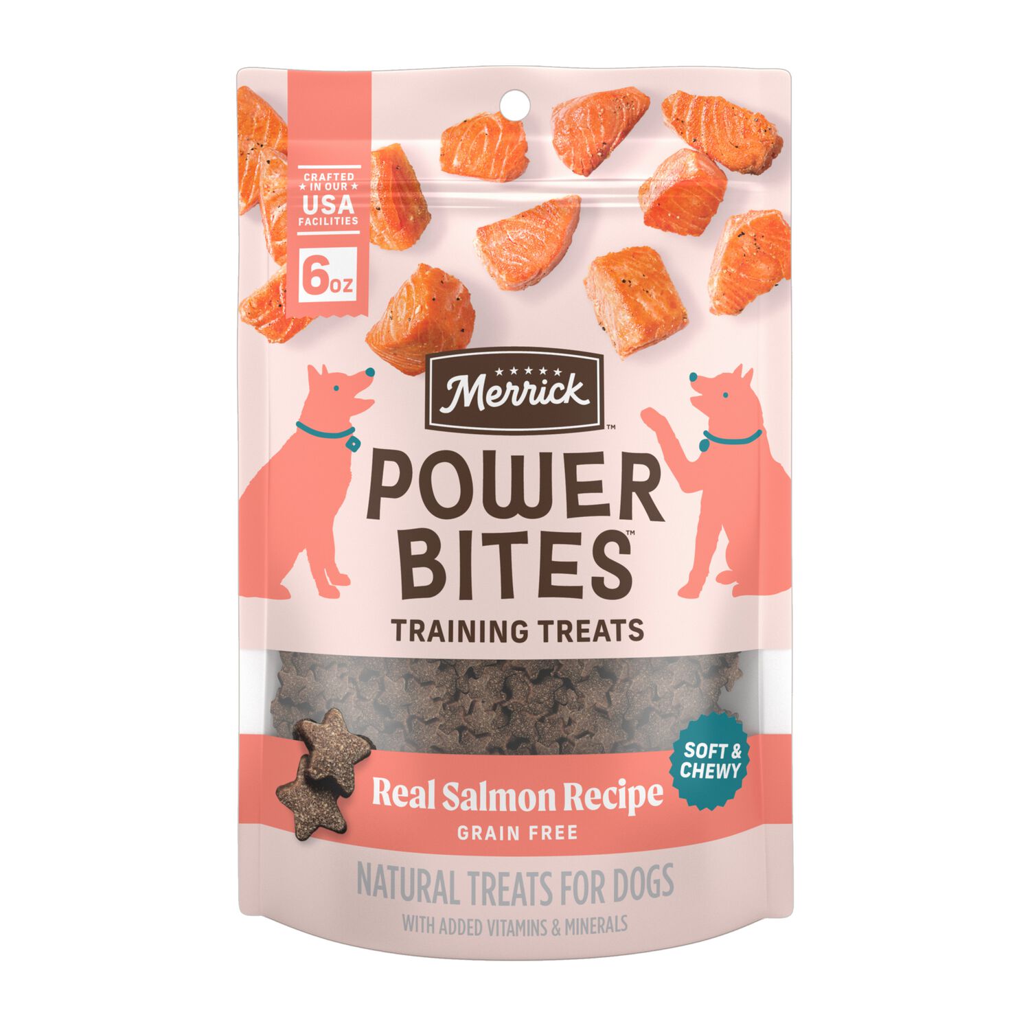 Merrick Power Bites Soft And Chewy Salmon Recipe Training Dog Treats, 6-Oz.