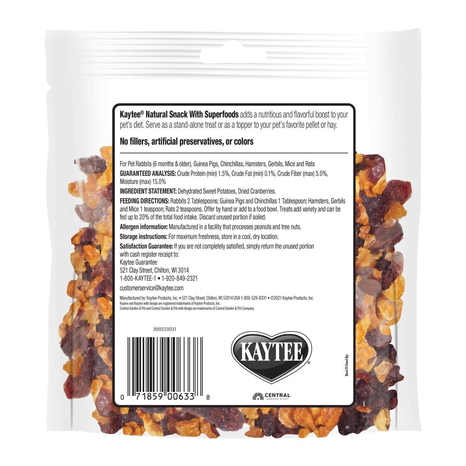 Kaytee Natural Snack With Superfoods, Sweet Potato & Cranberry