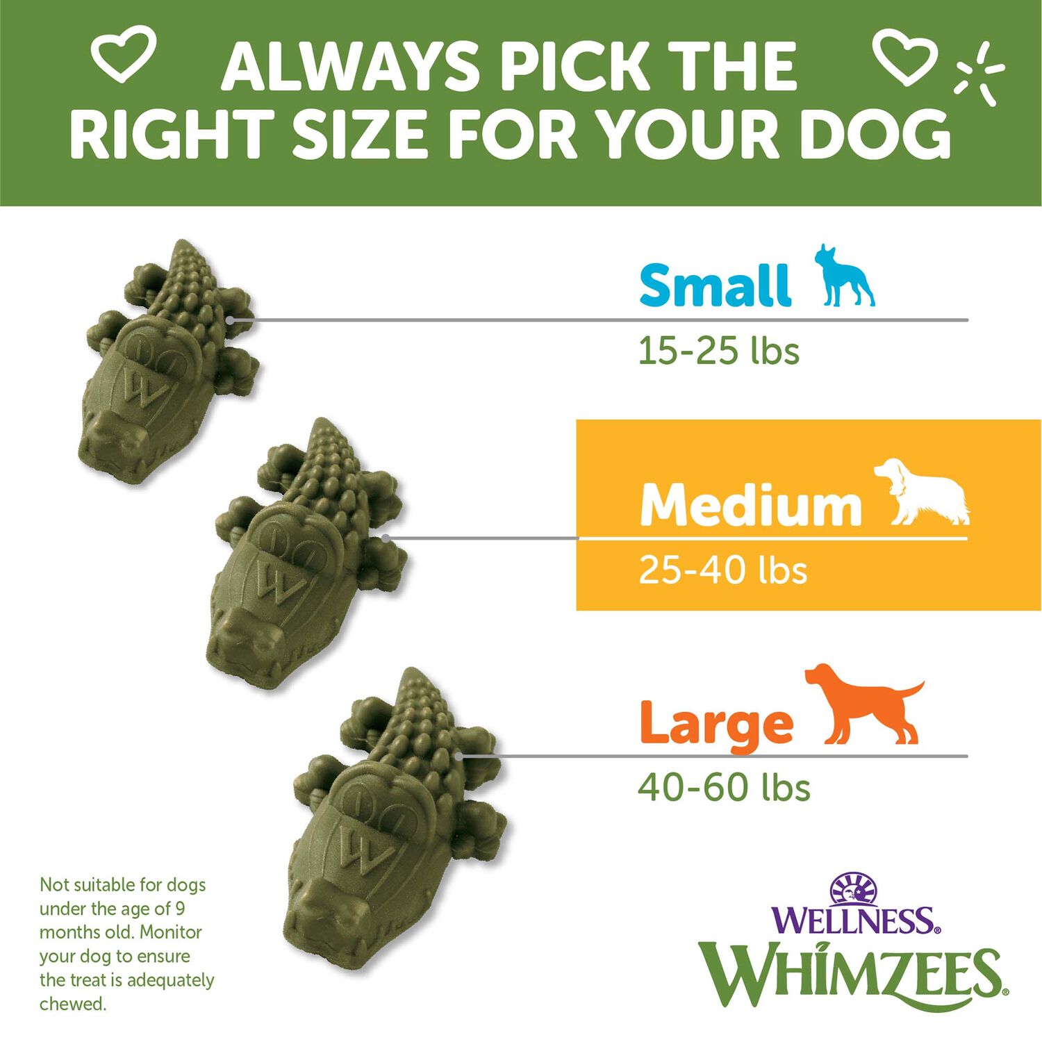 Whimzees Alligator Natural Grain-Free Daily Dental Long Lasting Dog Treats, Small, 1 Count