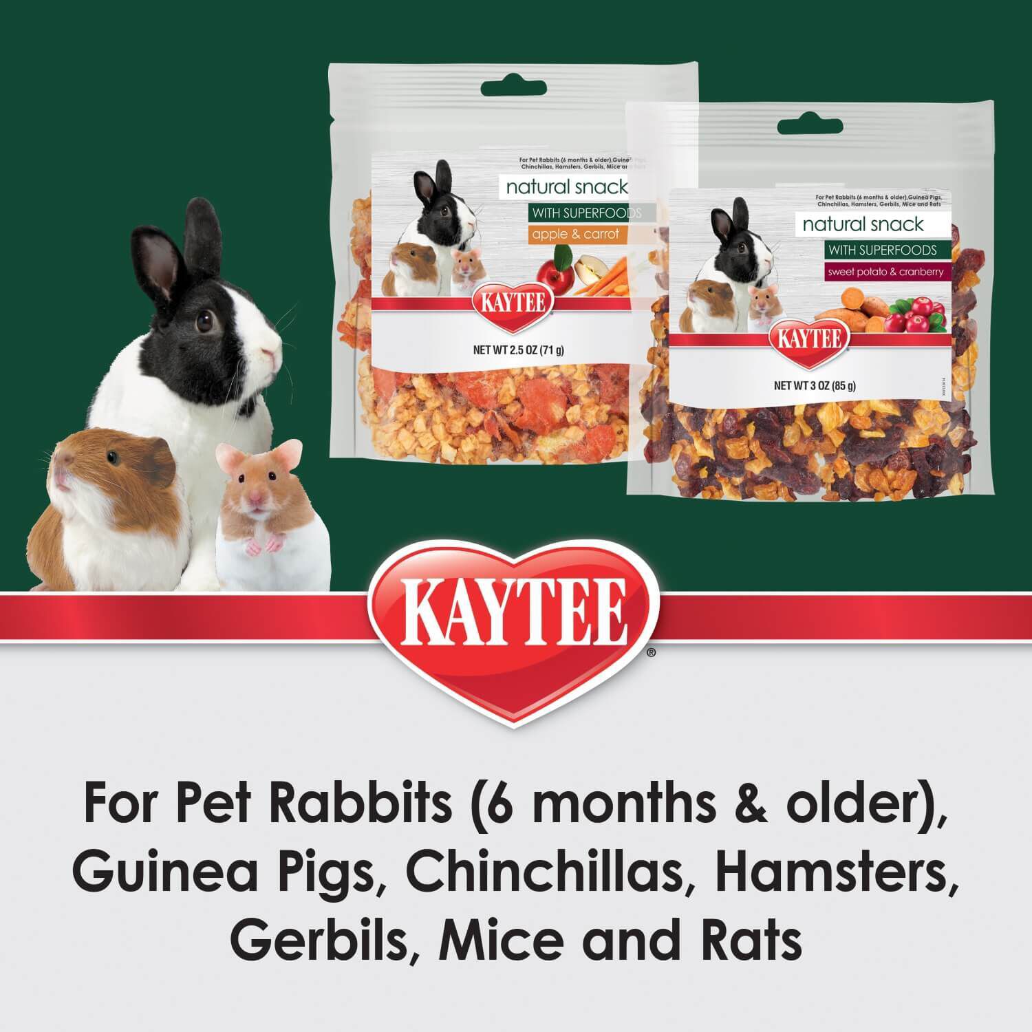 Kaytee Natural Snack With Superfoods, Apple & Carrot
