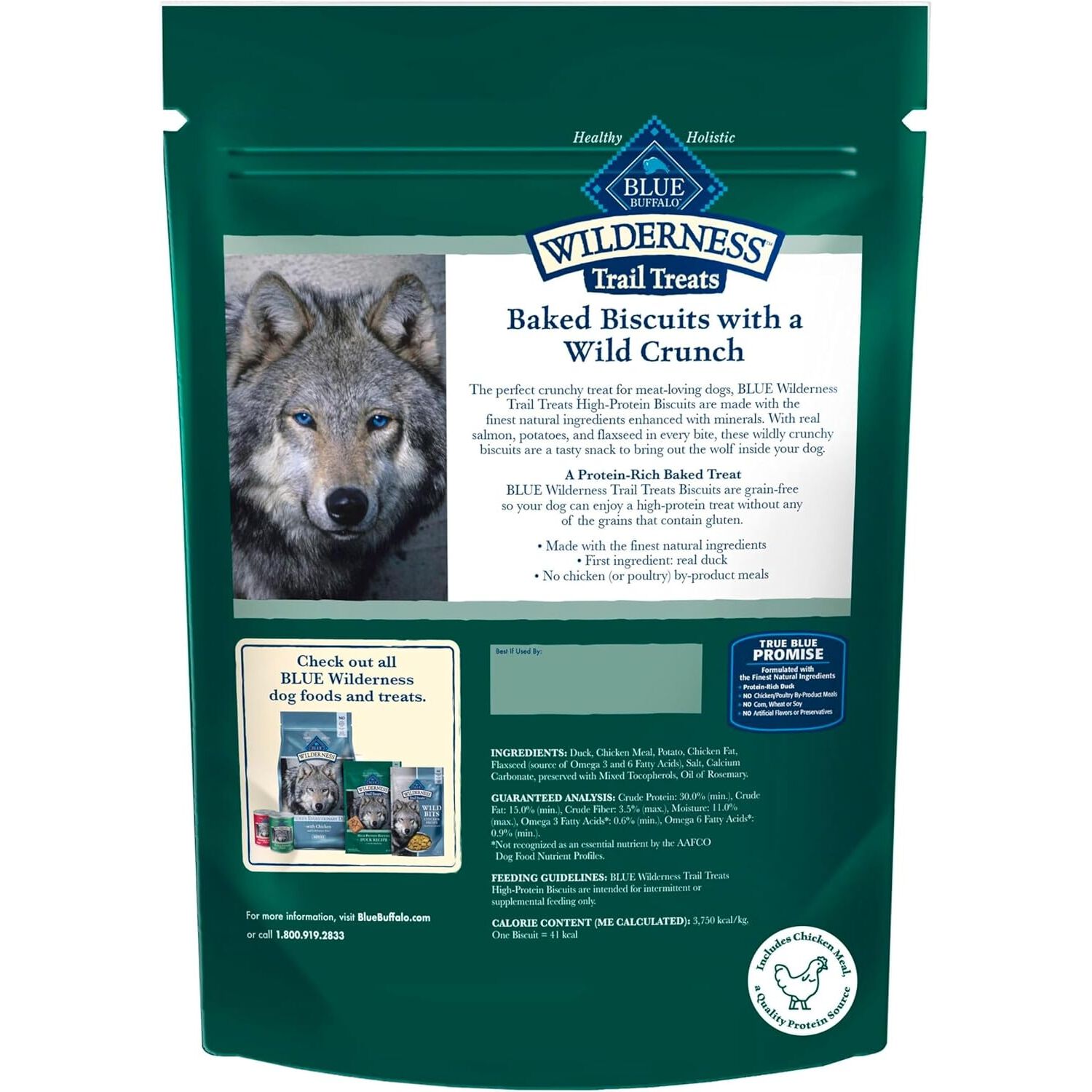 Blue Buffalo Wilderness Trail Treats Grain-Free Biscuits Duck Recipe Dog Treats, 10-Oz Bag
