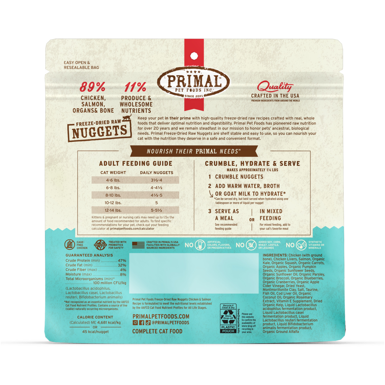 Primal Freeze-Dried Raw Nuggets Cat Food, Chicken & Salmon Recipe