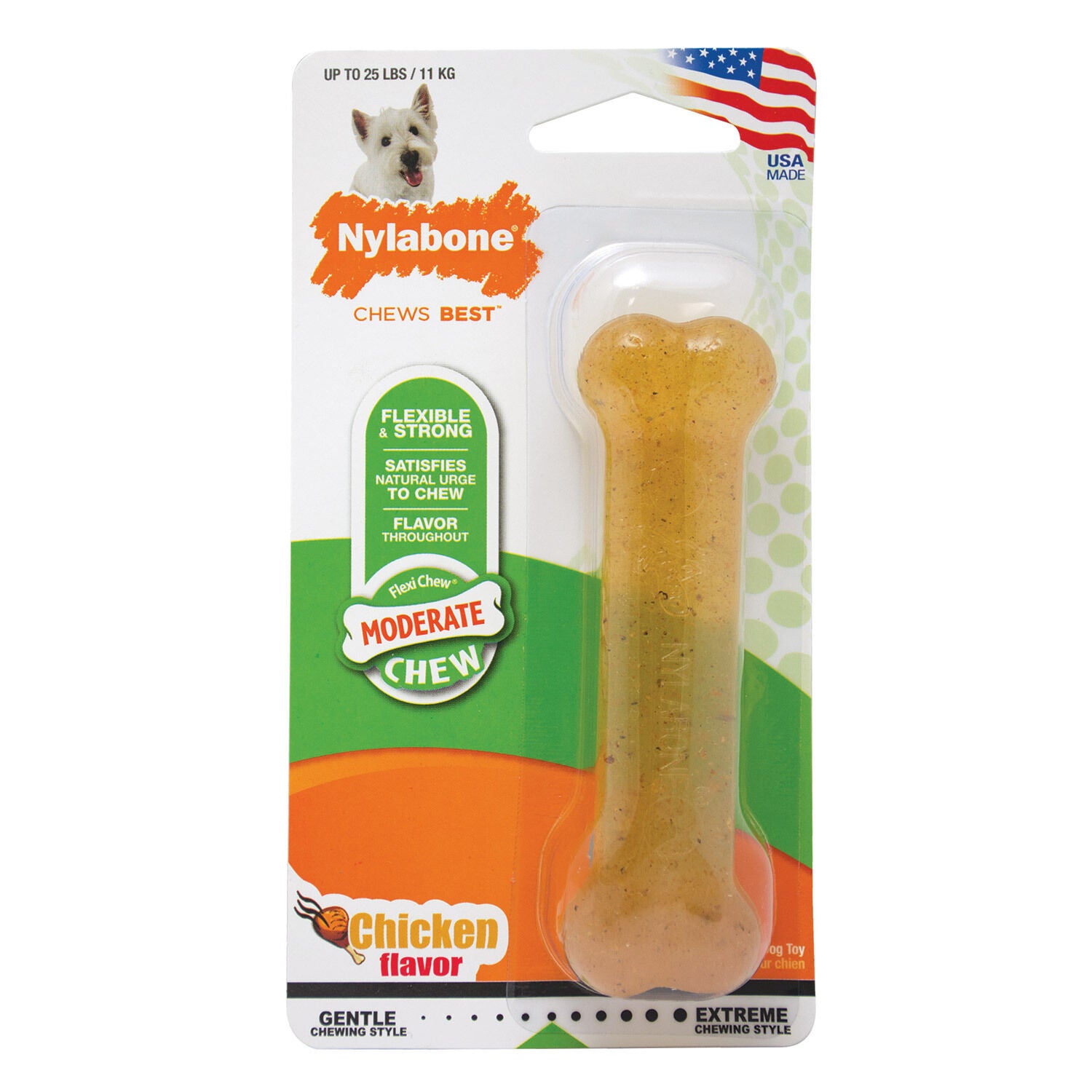 Nylabone Flexichew Bone Dog Chew Toy Chicken Flavor