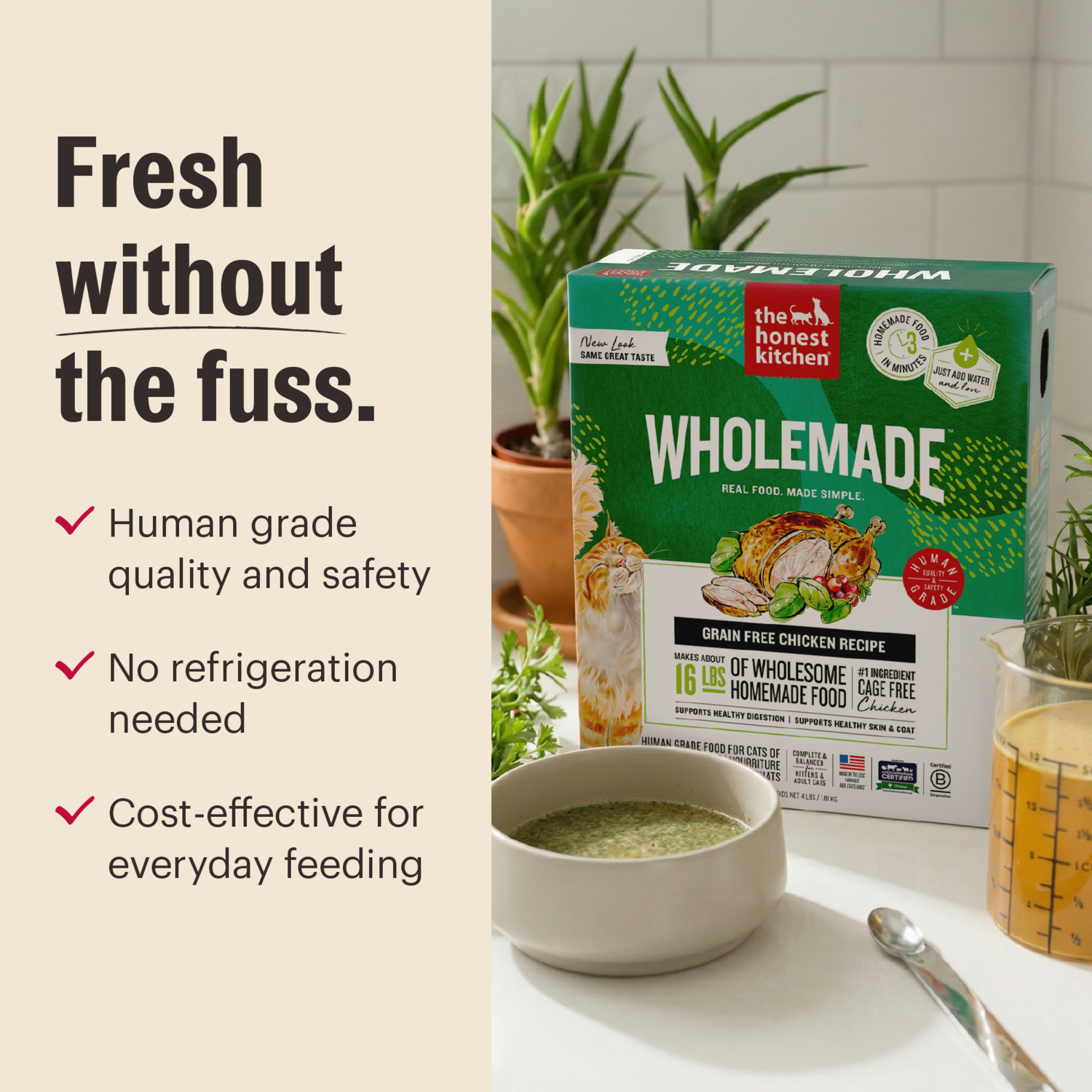 The Honest Kitchen Wholemade Grain-Free Chicken & Fish Recipe Dehydrated Cat Food, 2-Lb