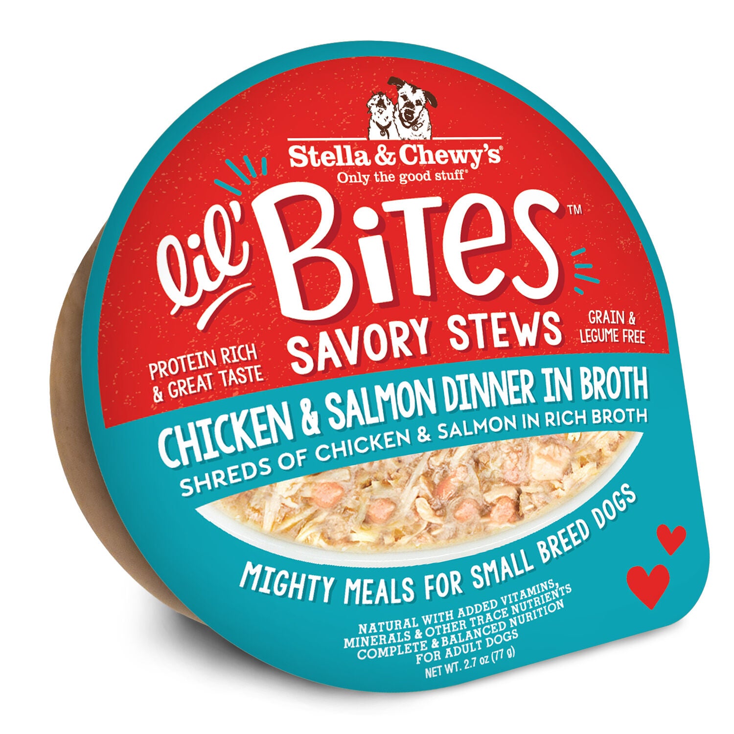 Stella & Chewy's Lil Bites Savory Stews Small Breed Wet Dog Food, Chicken & Salmon Dinner In Broth, 2.7-Oz Cup