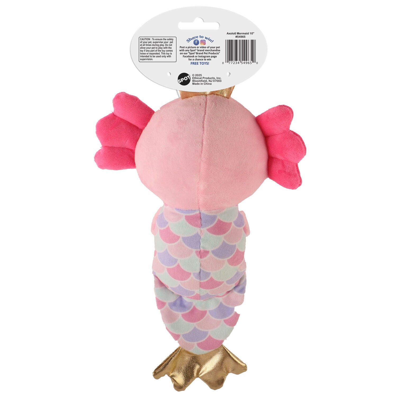 Spot Axolotl Mermaid Plush Squeaky Dog Toy, 10"