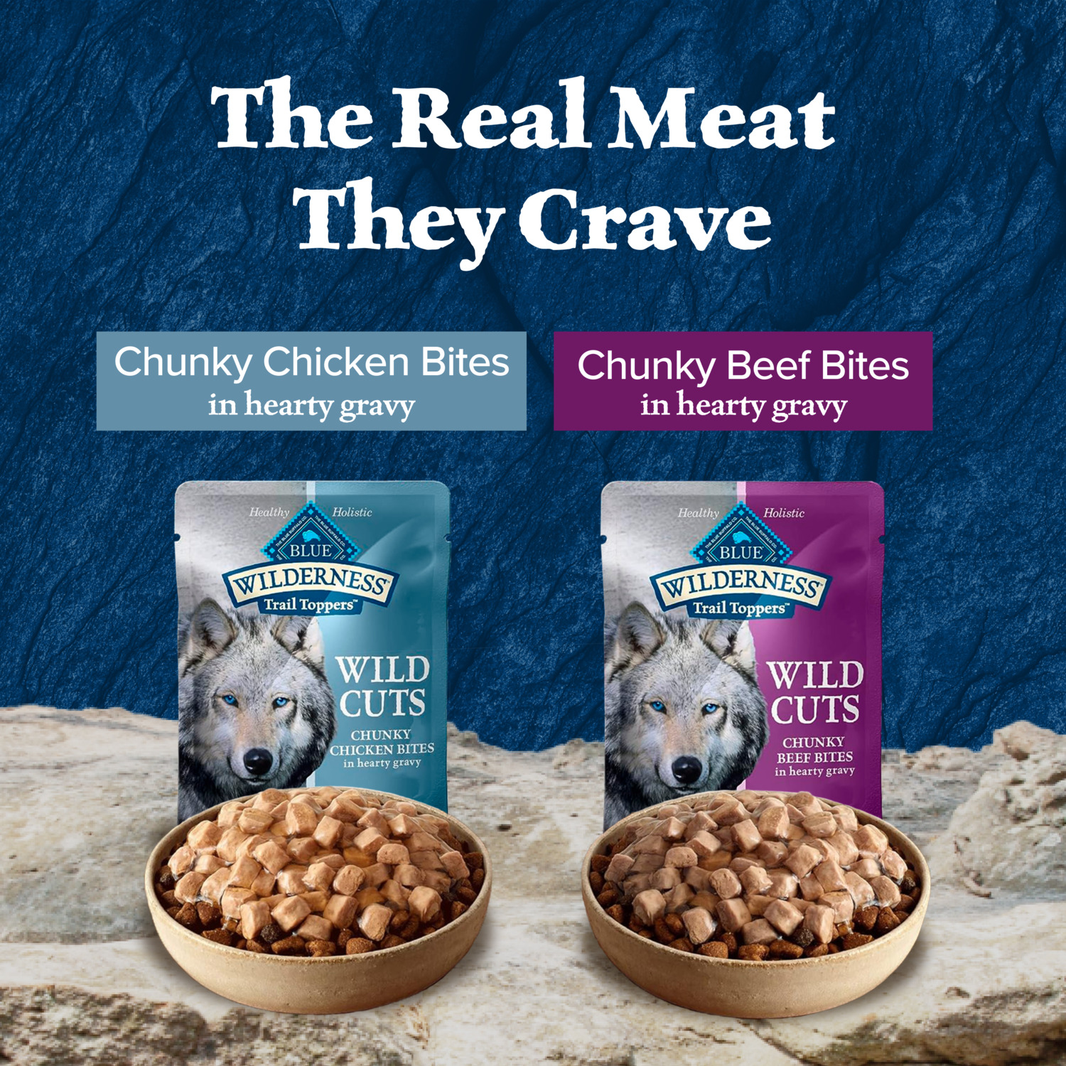 Blue Buffalo Wilderness Trail Toppers Wild Cuts Wet Dog Food, Chicken & Beef Flavors Variety Pack, 3-Oz, Case Of 12