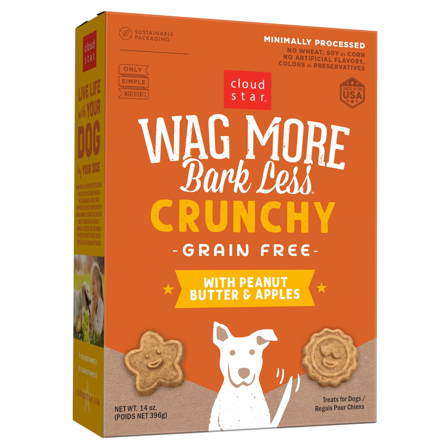 Wag More Bark Less Cloud Star Grain-Free Dog Treat, Oven Baked With Peanut Butter & Apples , 14-Oz