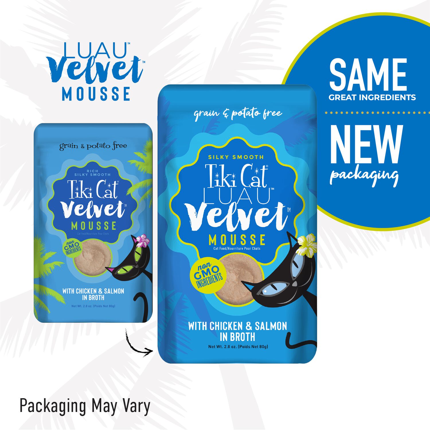 Tiki Cat Luau Velvet Mousse Wet Cat Food, Chicken & Salmon, 2.8-Oz Pouch 12-Count