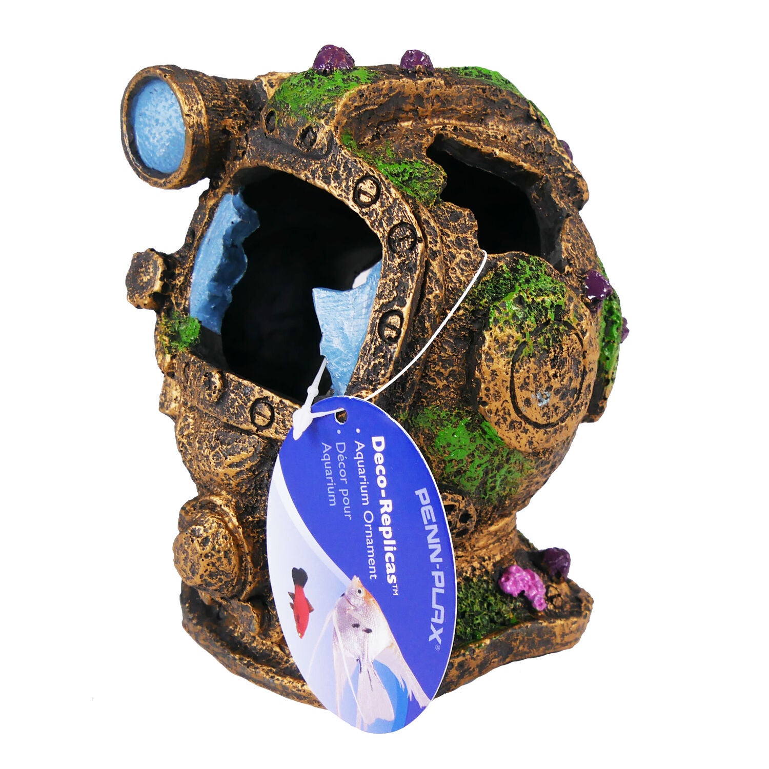 Penn-Plax Tide & Treasure Diver Helmet Aquarium Decor &ndash; Small