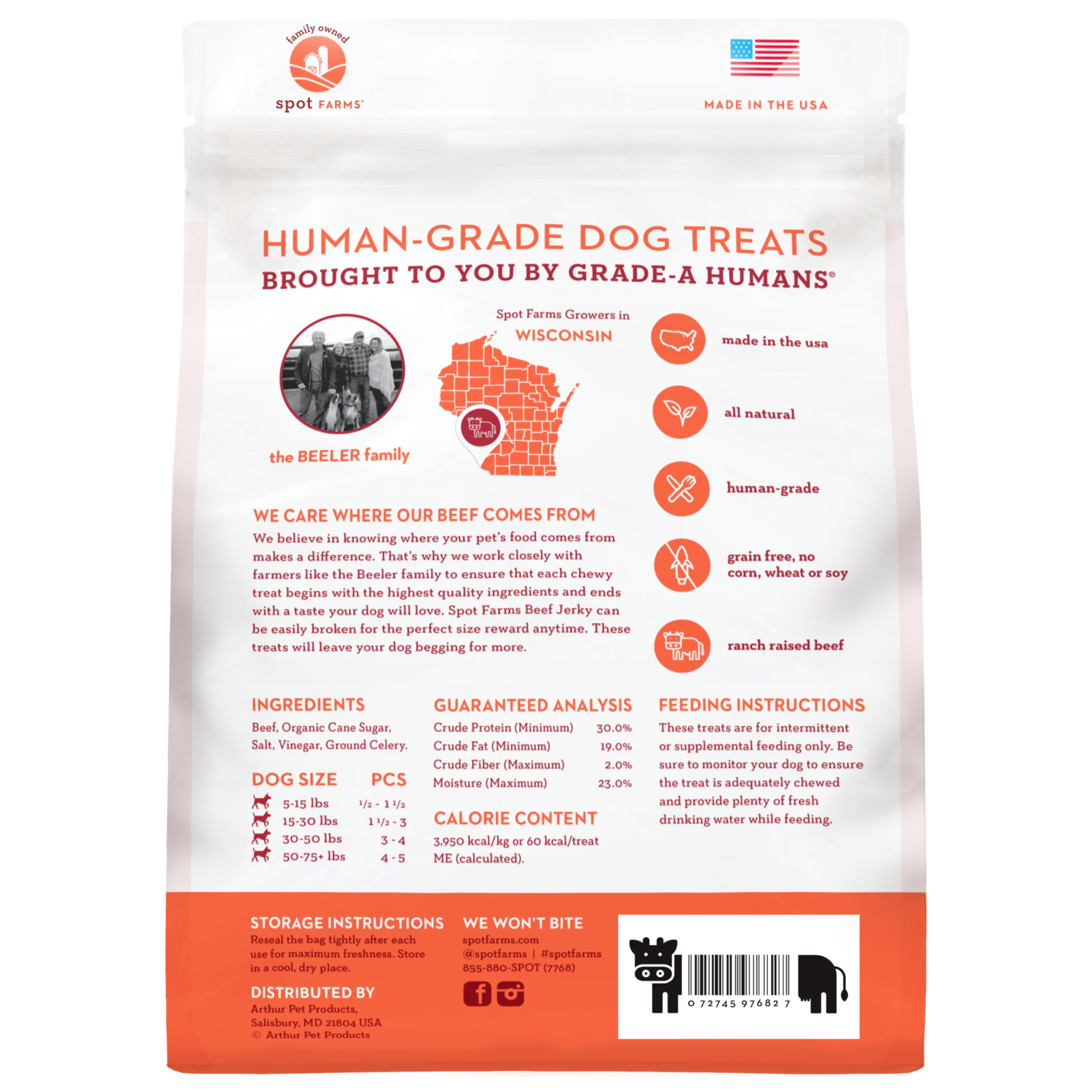 Spot Farms Beef Jerky Natural Dog Treats, 11-Oz Bag