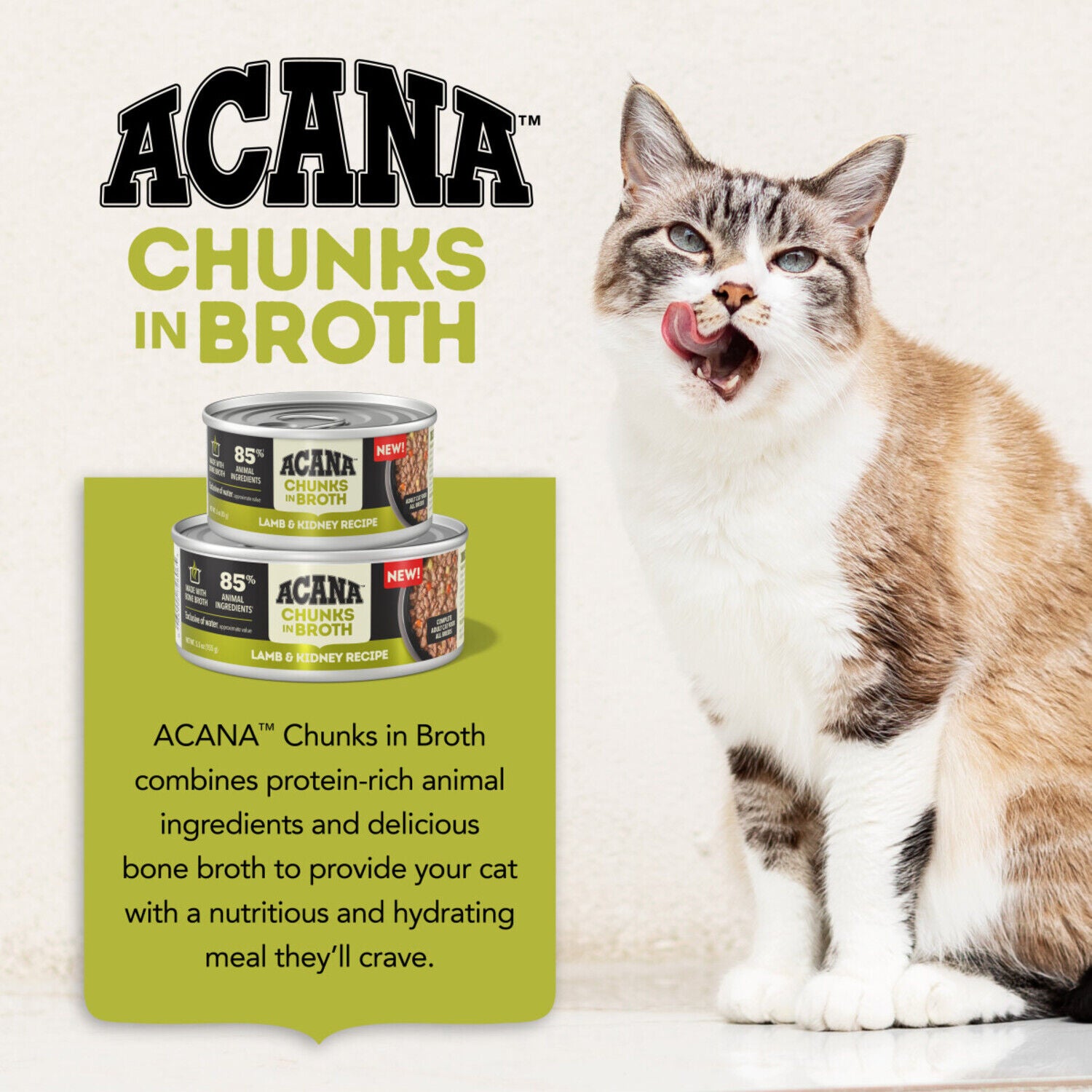 Acana Chunks In Broth Wet Cat Food, Lamb & Kidney Recipe, 3-Oz Pack Of 12