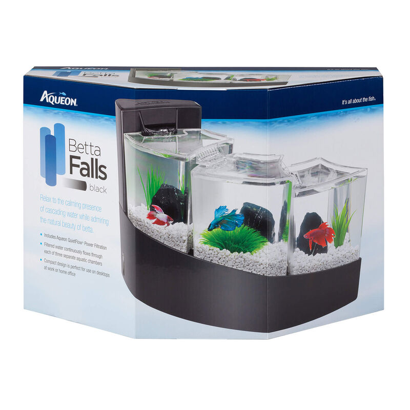 Aqueon Betta Falls Desktop Fish Aquarium Kit 2 Gal - Black