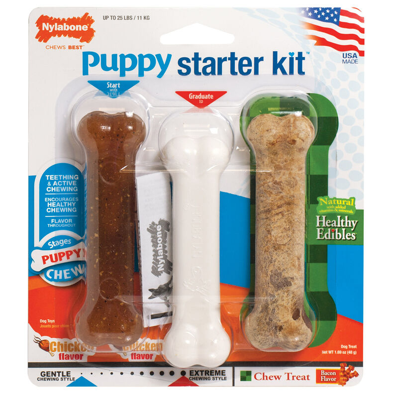 Nylabone Puppy Chew Toy & Treat 3 Piece Starter Kit