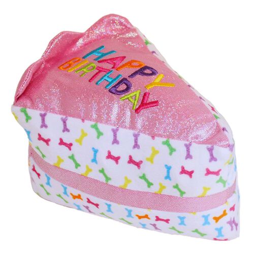 Birthday Cake Slice Dog Toy - Pink