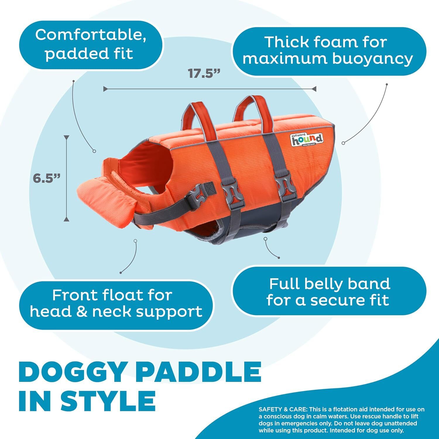 Outward Hound Granby Ripstop Dog Life Jacket, Orange